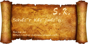 Sohár Kálmán névjegykártya